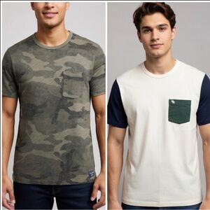 Bundle Of 2 Abercrombie & Fitch Mens 2-Tone Short Sleeve Pocket T-Shirt Camo M